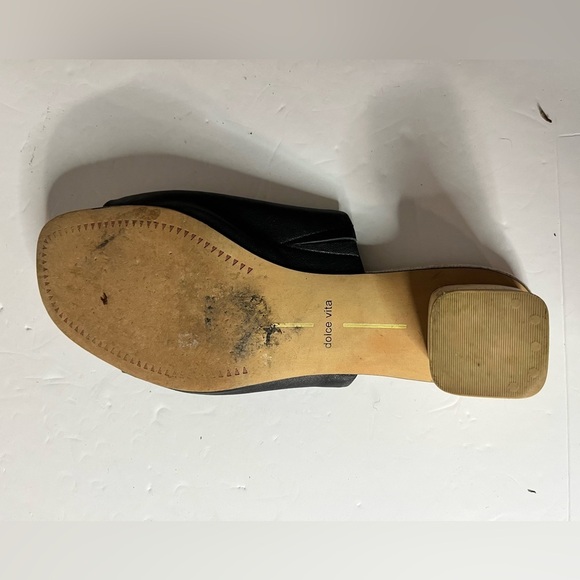 Dolce Vita Women’s Black Leather Slide Sandals, Size 7.5M, Block Heel - Picture 6 of 9